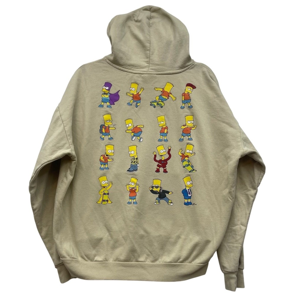 The Simpsons Bart Hoodie Beige Graphic Pullover L READ